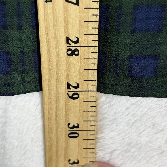 Talbots Plaid Blouse Womens Size Medium Green Blue Long Sleeve Holiday Fall - Picture 10 of 10
